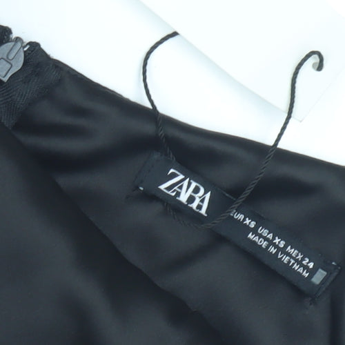 Zara Women's Black Satin Slip Dress XS