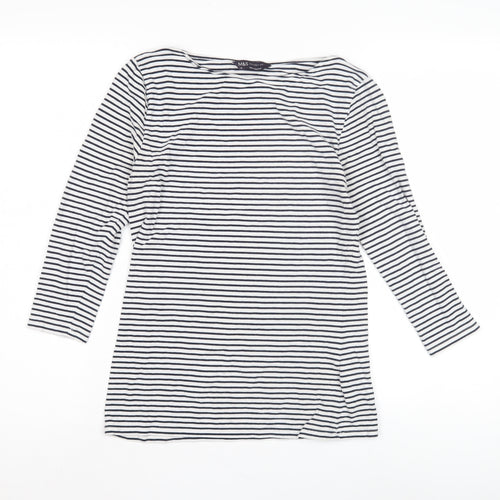 Marks and Spencer Women's White Striped Top Size 10