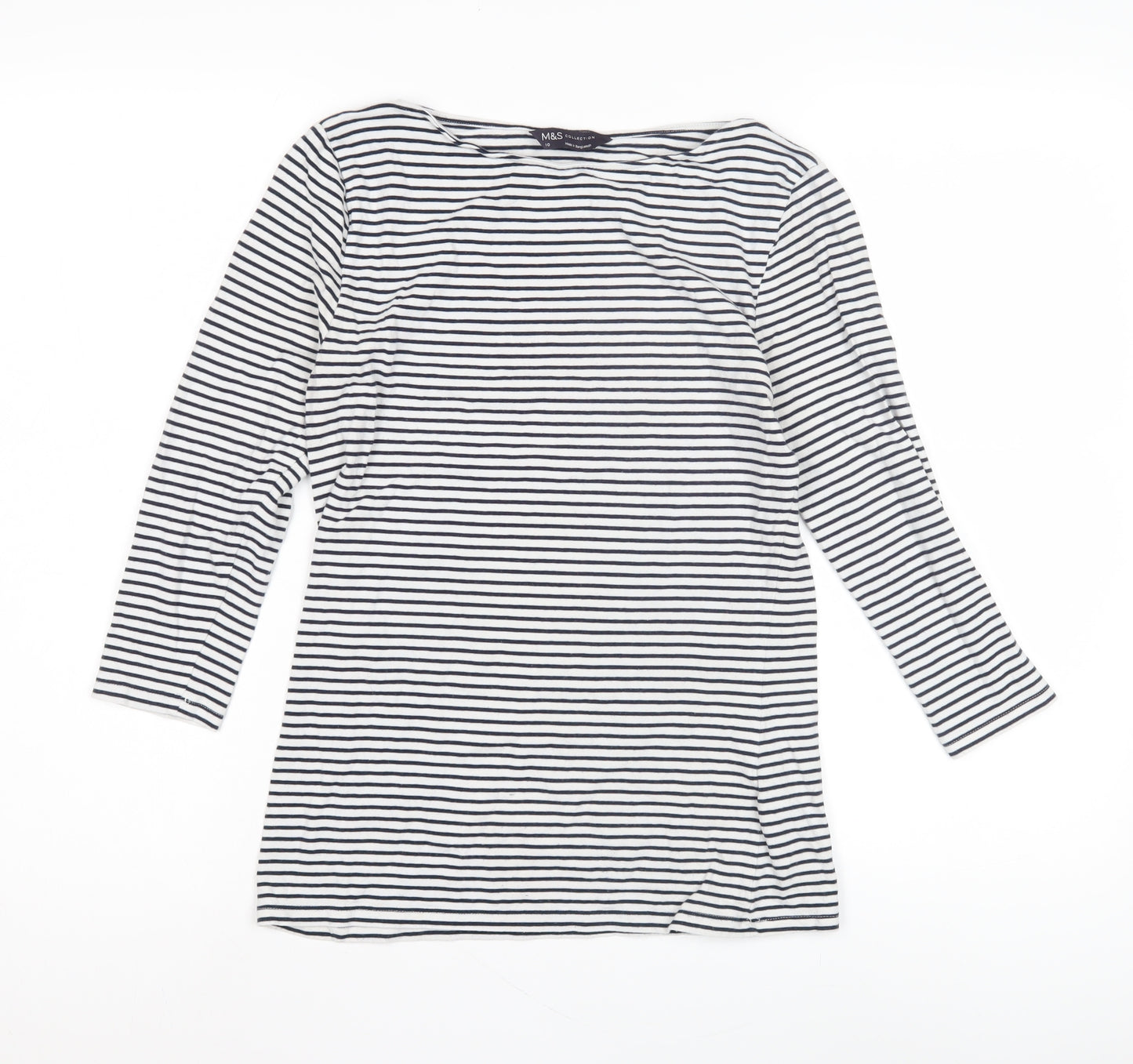 Marks and Spencer Women's White Striped Top Size 10