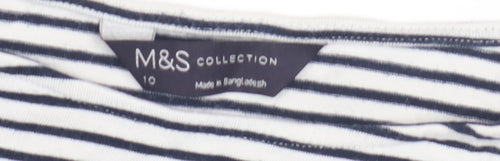 Marks and Spencer Women's White Striped Top Size 10