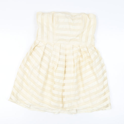 Topshop Women Ivory Strapless Short Party Dress
