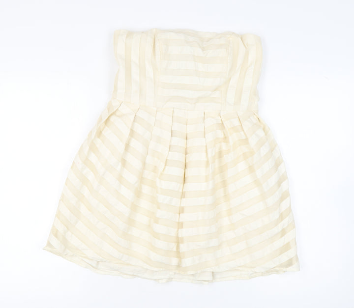 Topshop Women Ivory Strapless Short Party Dress