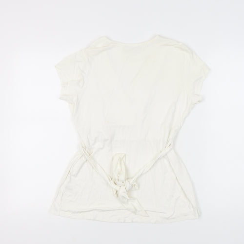 Wallis Petite Ivory Wrap Blouse - Size 14, Classic Style