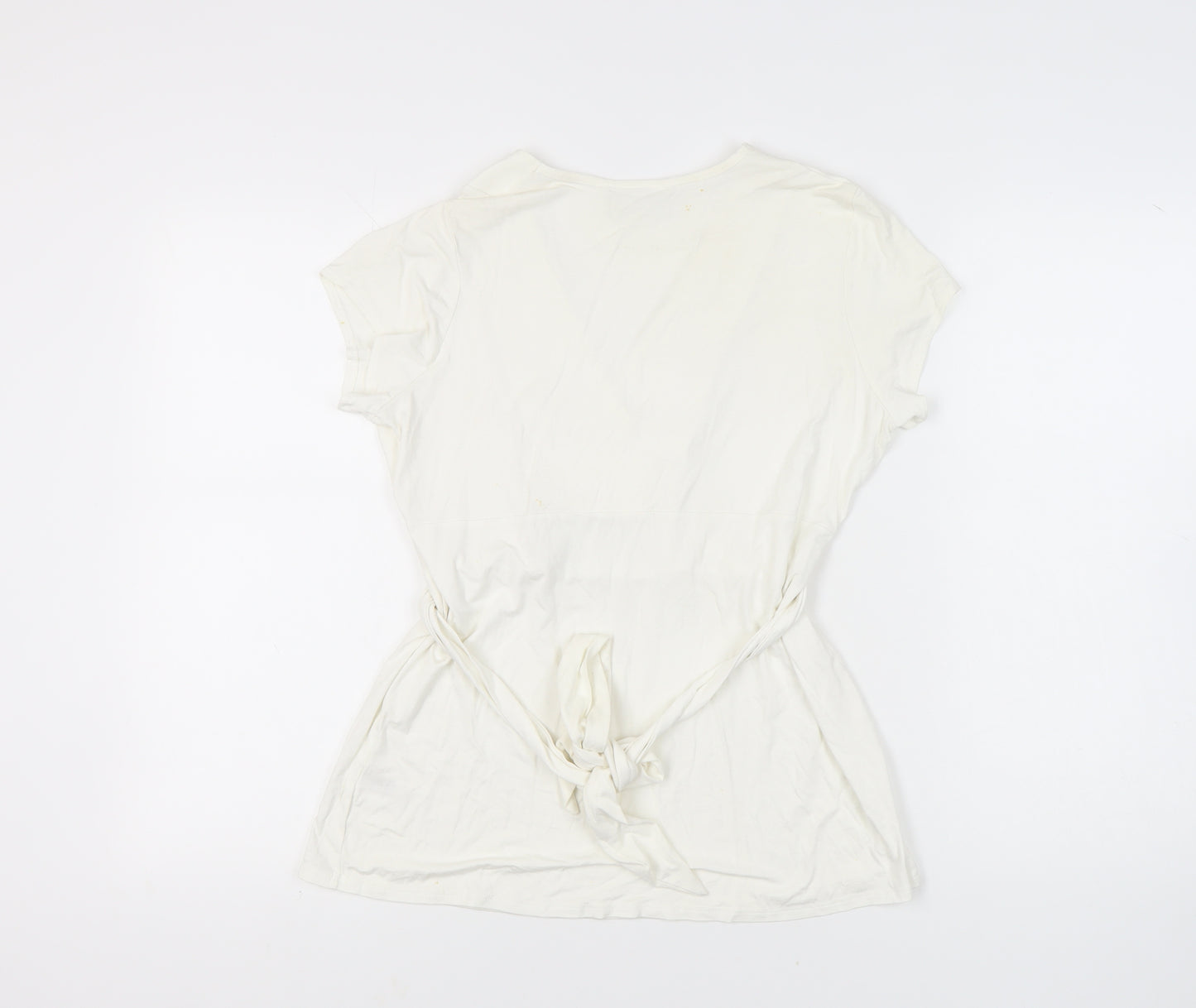 Wallis Petite Ivory Wrap Blouse - Size 14, Classic Style