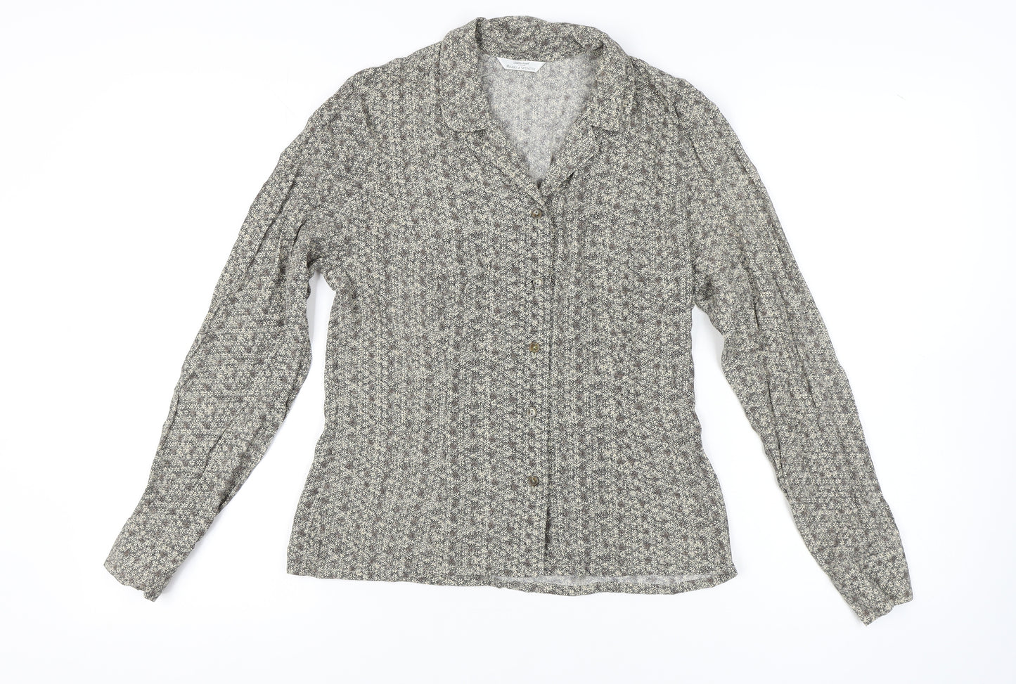 Marks and Spencer Women's Grey Floral Button-Up Shirt