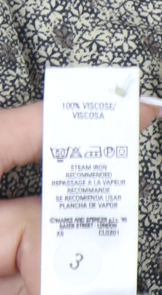 Marks and Spencer Women's Grey Floral Button-Up Shirt