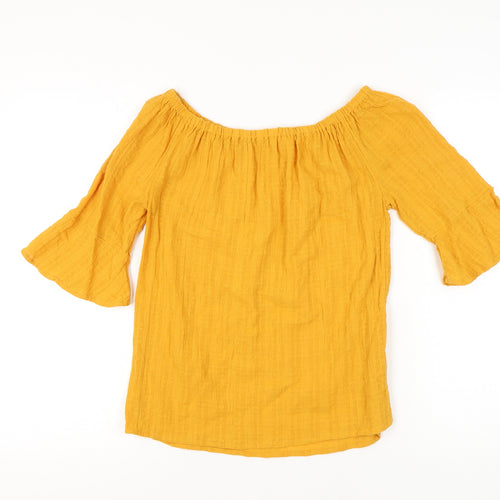 FatFace Women's Yellow Off-Shoulder Tunic Blouse Size 8