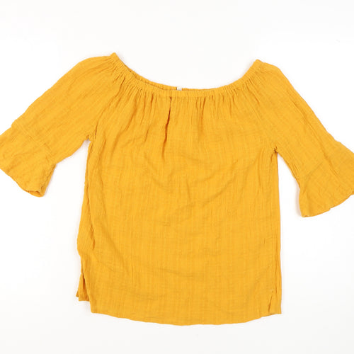 FatFace Women's Yellow Off-Shoulder Tunic Blouse Size 8