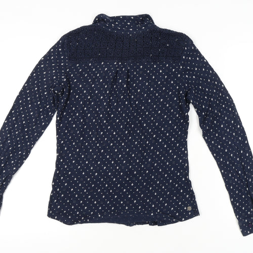 FatFace Women's Blue Geometric Button-Up Shirt, Size 10