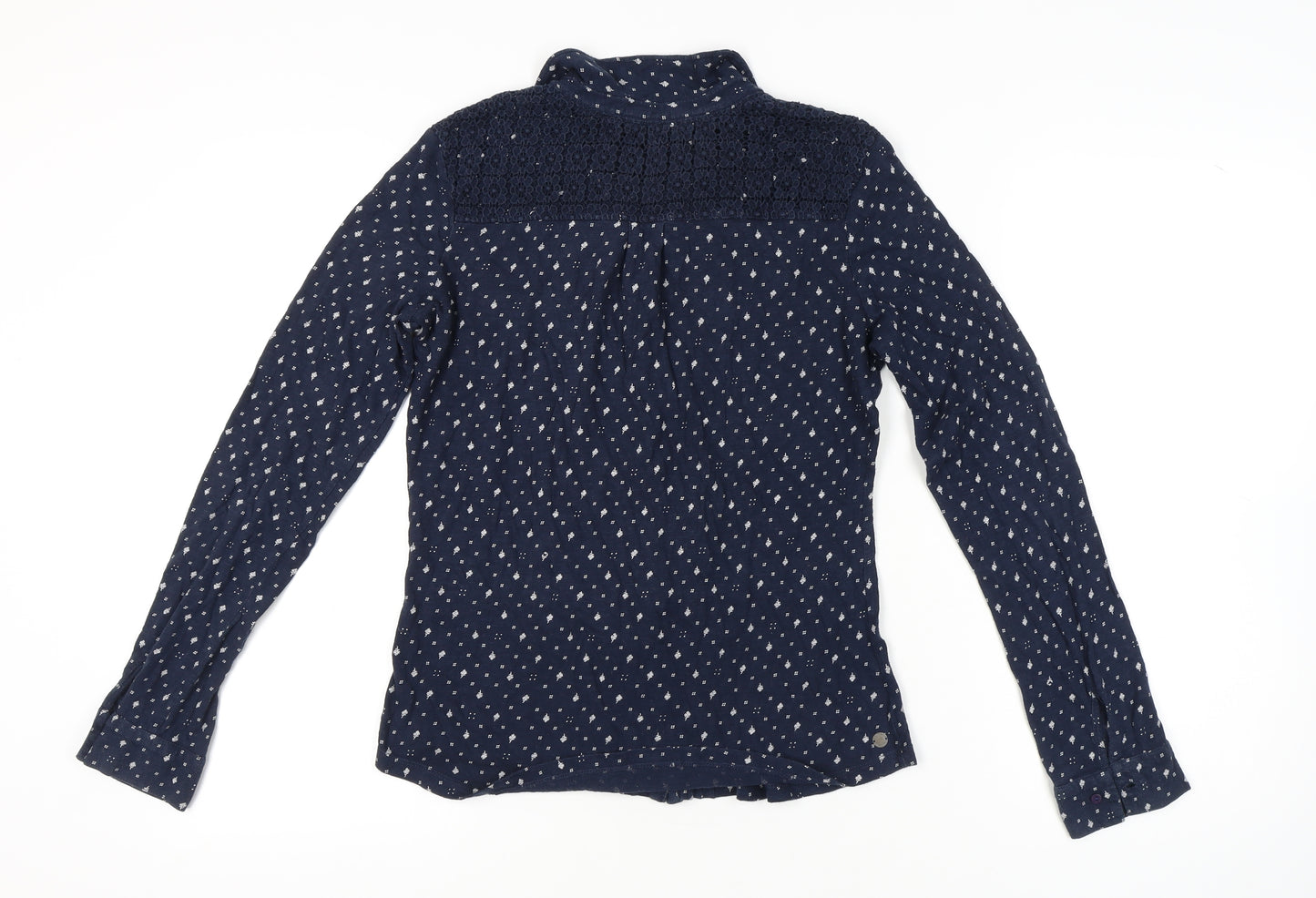 FatFace Women's Blue Geometric Button-Up Shirt, Size 10