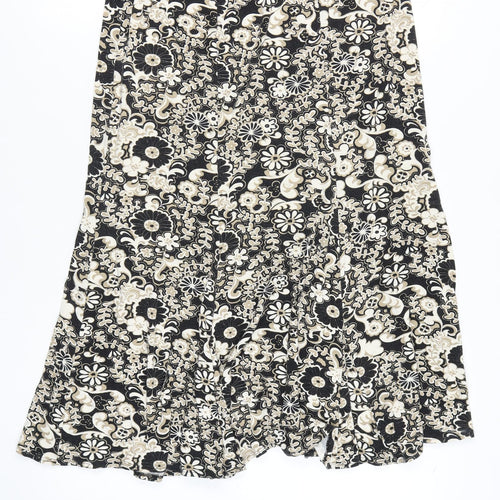 Precis Petite Women's Black Floral Midi Skirt Size 12
