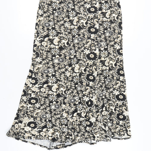 Precis Petite Women's Black Floral Midi Skirt Size 12