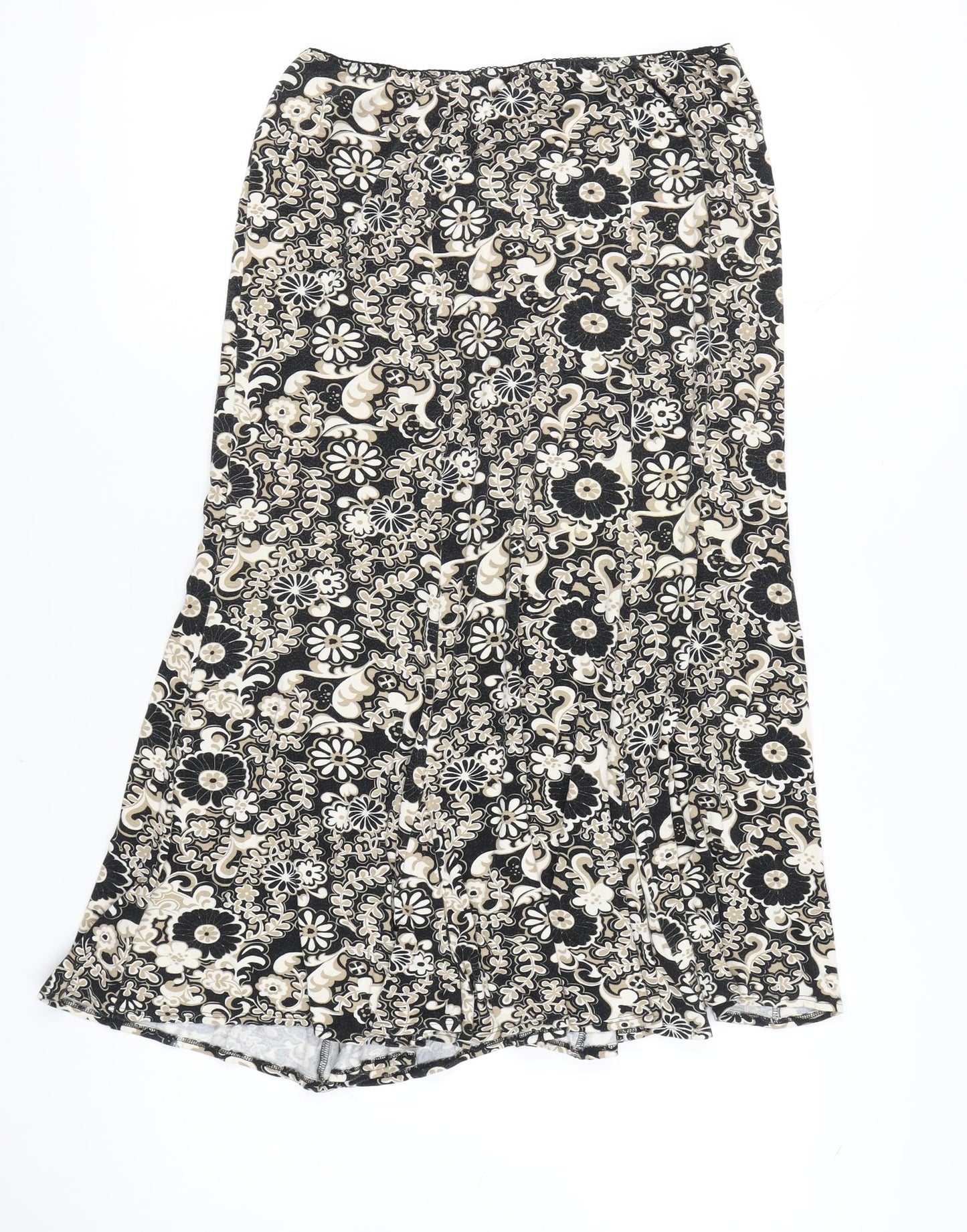 Precis Petite Women's Black Floral Midi Skirt Size 12