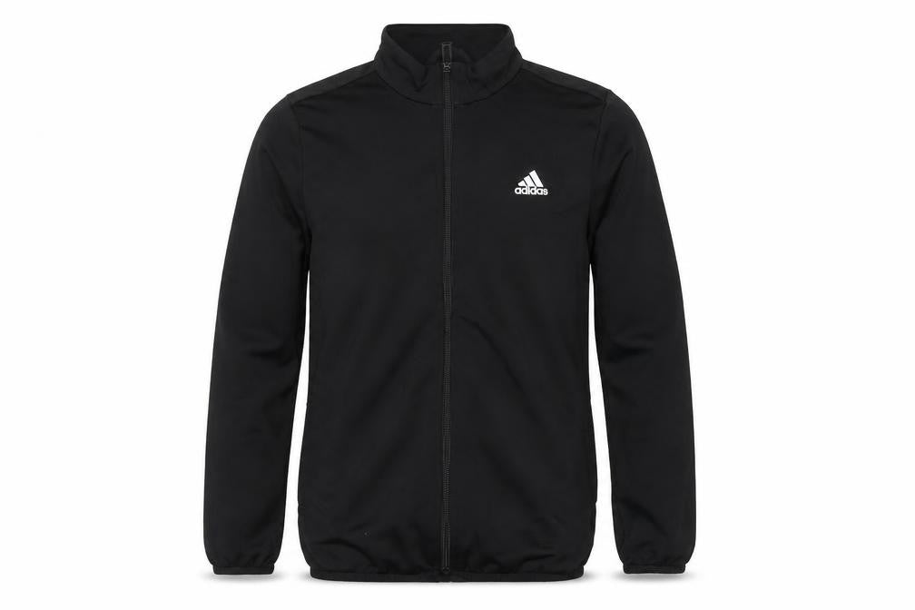 Front view of Adidas boys’ black full zip sweatshirt 9-10y