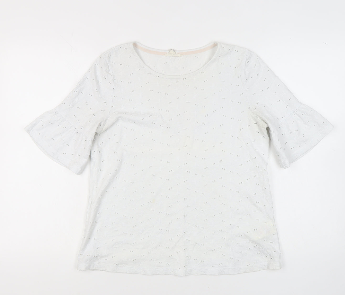 White Stuff Women's White Flared Sleeve Top Size 12