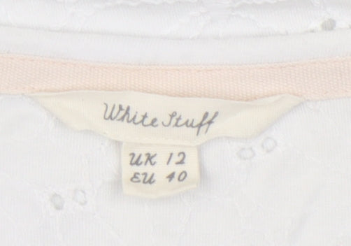 White Stuff Women's White Flared Sleeve Top Size 12