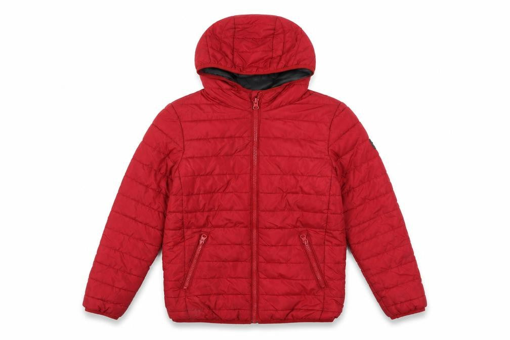 Front view of Jack & Jones boys’ red puffer jacket -, size 10, years