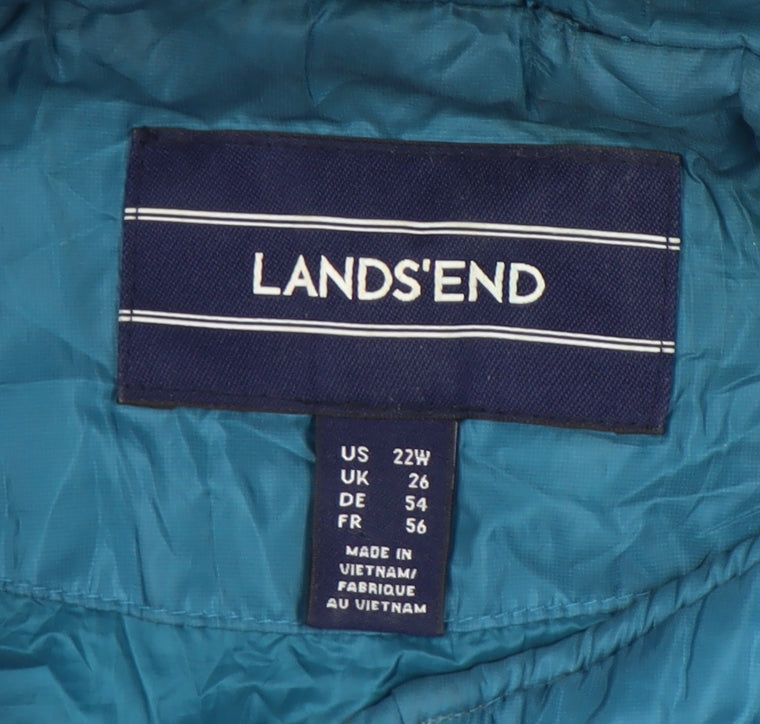 Lands' End Women's Plus Blue Puffer Jacket Size 26