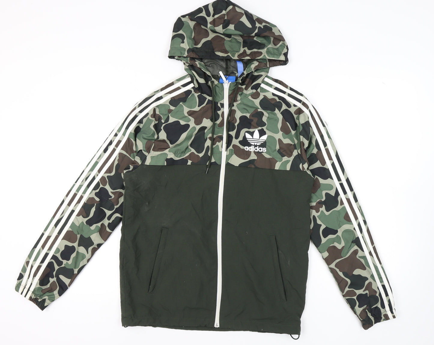 Adidas Men's Green Camo Windbreaker Jacket S