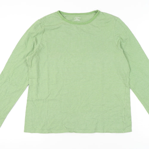 Lands' End Green Striped Women's T-Shirt - M