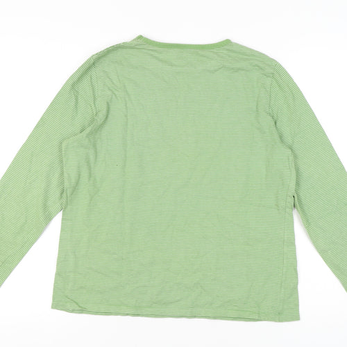 Lands' End Green Striped Women's T-Shirt - M