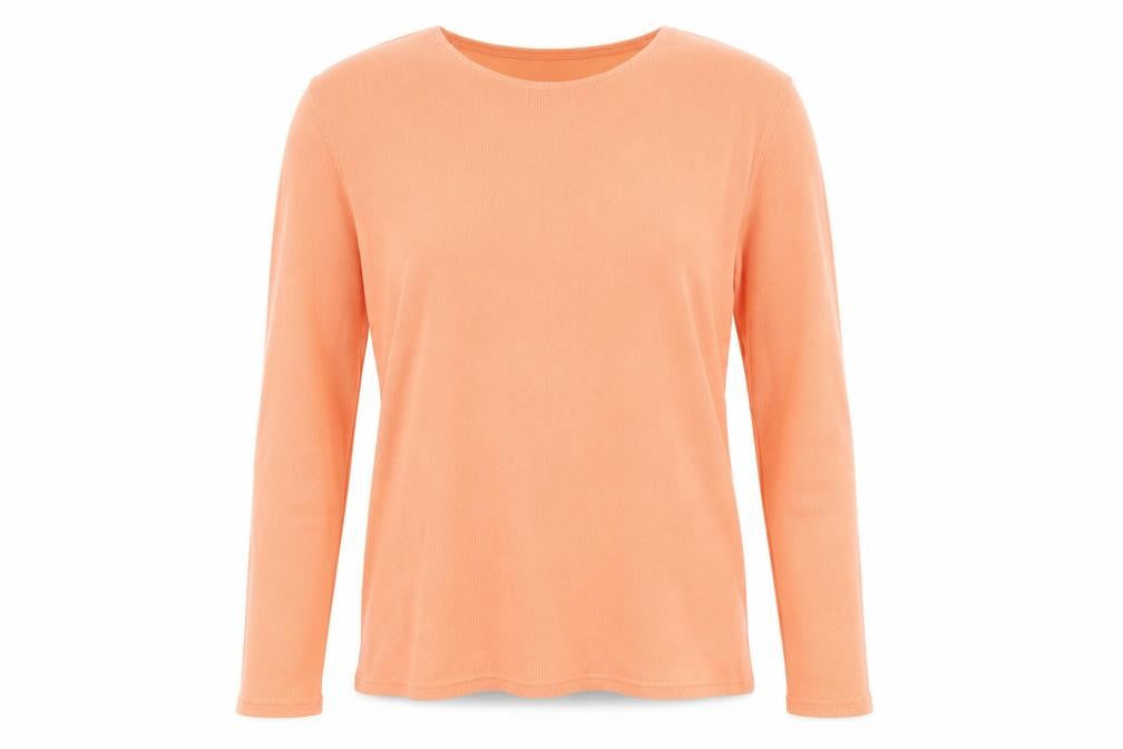 Front view of Linea Women's Orange Long Sleeve T-Shirt, size L