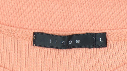 Linea Women's Orange Long Sleeve T-Shirt, Size L