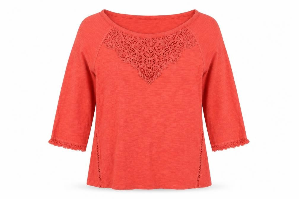 Front view of Marks & Spencer Women's Red 3/4 Sleeve T-Shirt