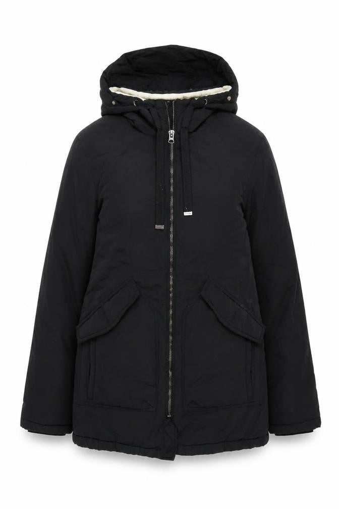 Pull&Bear Women's Black Hooded Parka Jacket M