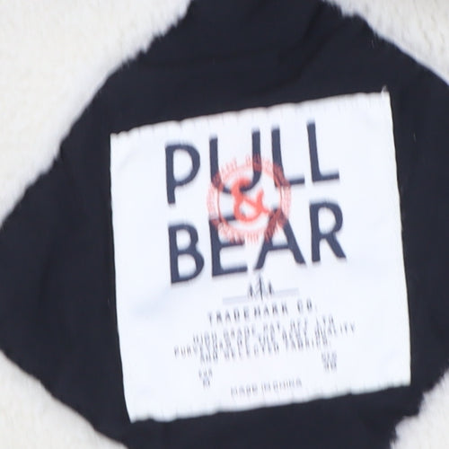 Pull & Bear Women's Black Hooded Parka Jacket M