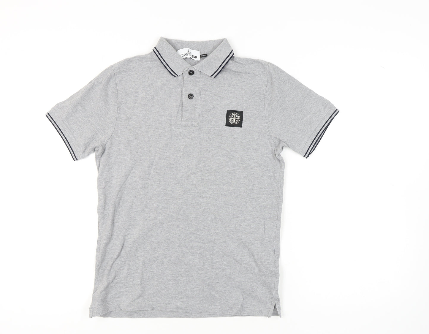 Stone Island Men's Grey Slim Fit Polo - Size S
