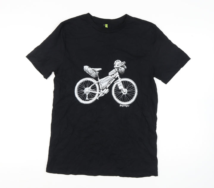 Teemill Black Biker Graphic Men's T-Shirt M