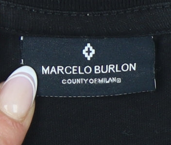 Marcelo Burlon Men’s Black XS Animal Print T-Shirt