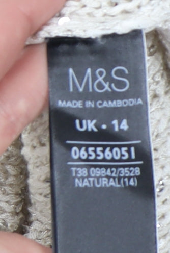 Marks and Spencer Women's Beige Pullover Jumper Size 14