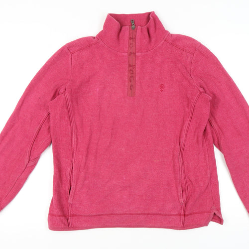 Women's Pink Pullover Sweatshirt, High Neck, Size 14