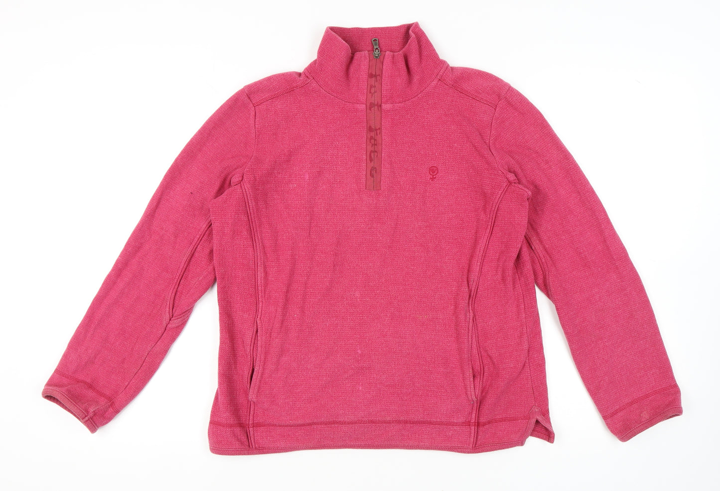 Women's Pink Pullover Sweatshirt, High Neck, Size 14
