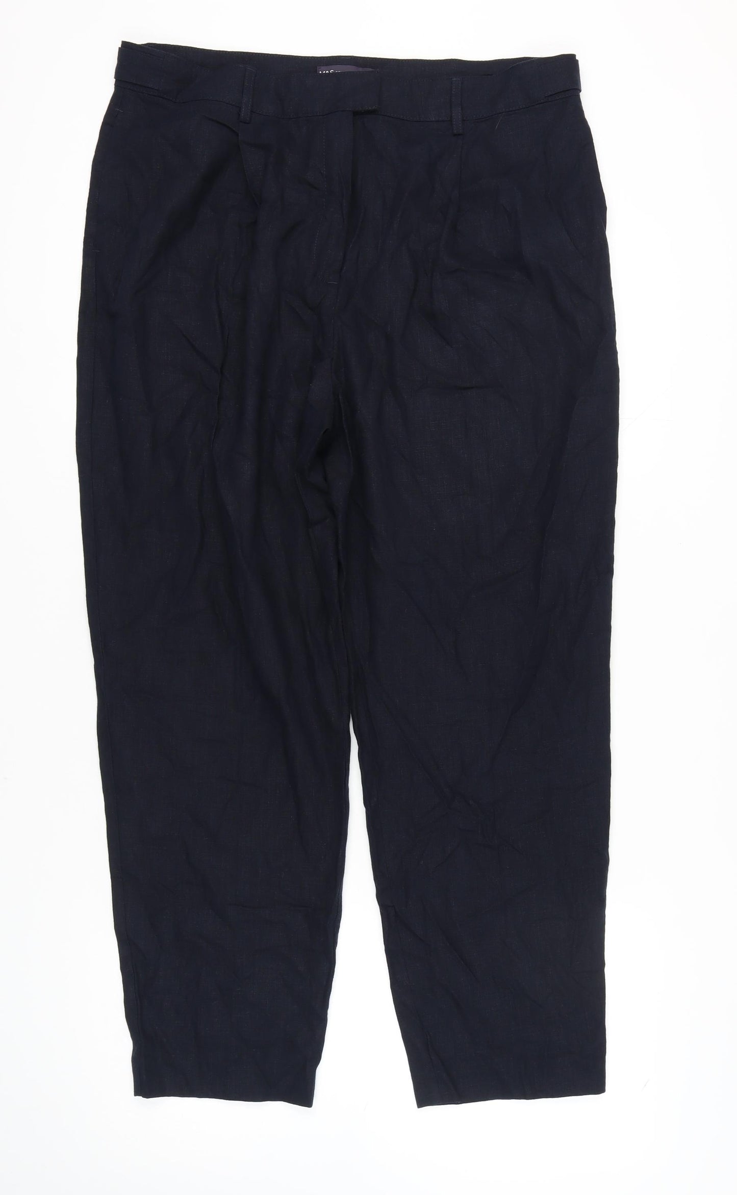 Marks and Spencer Women's Blue Linen Trousers, Size 18