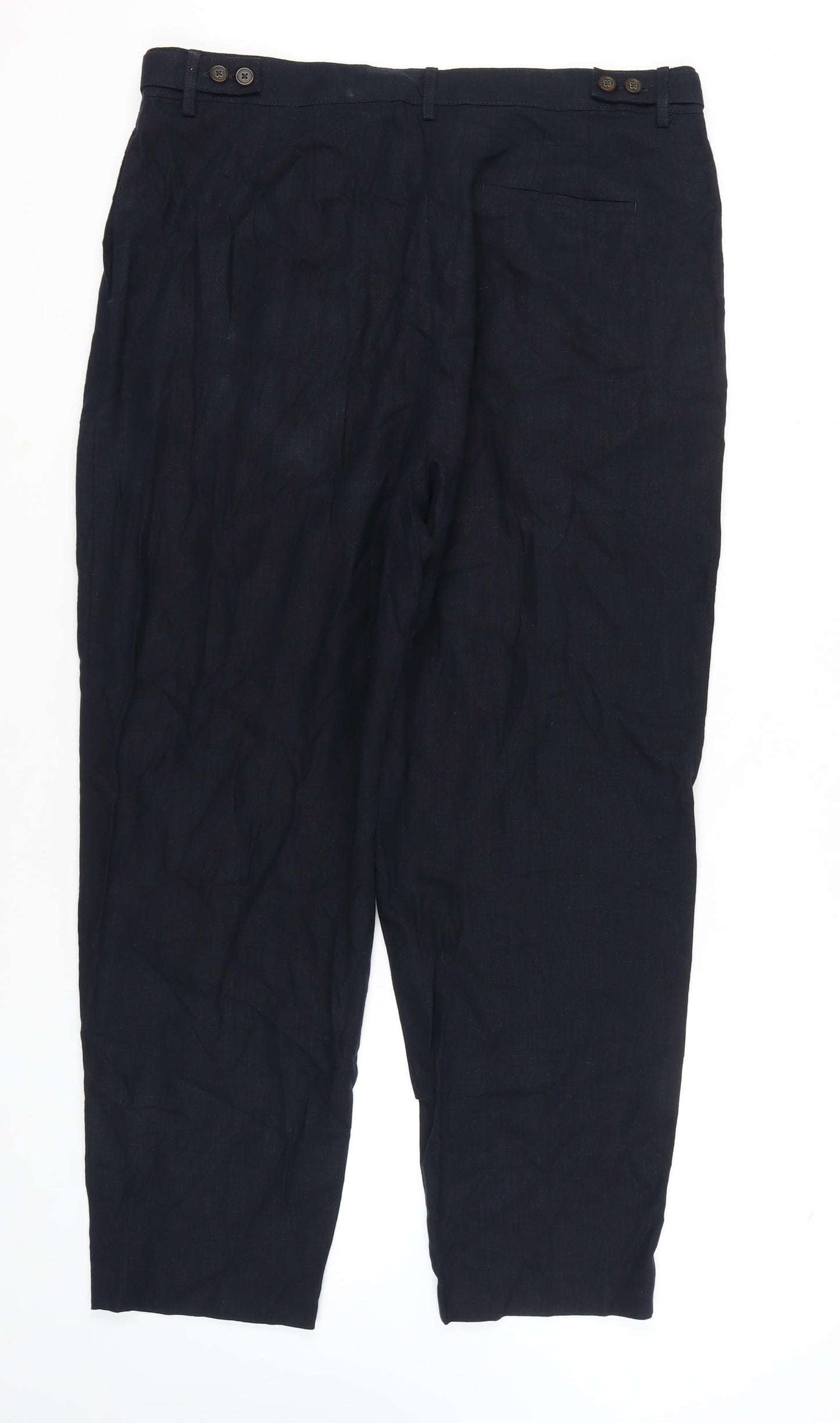 Marks and Spencer Women's Blue Linen Trousers, Size 18