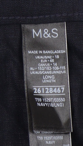 Marks and Spencer Women's Blue Linen Trousers, Size 18