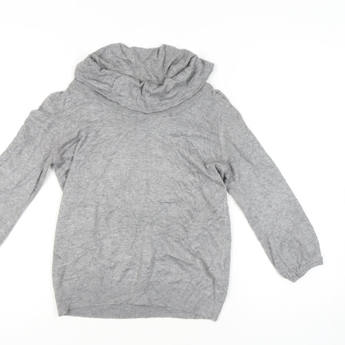 Marks and Spencer Women's Grey Cowl Neck Jumper Size 12