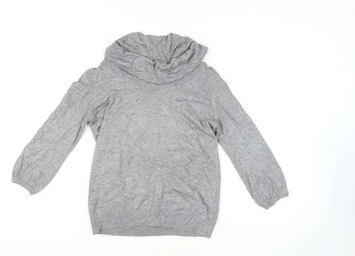 Marks and Spencer Women's Grey Cowl Neck Jumper Size 12