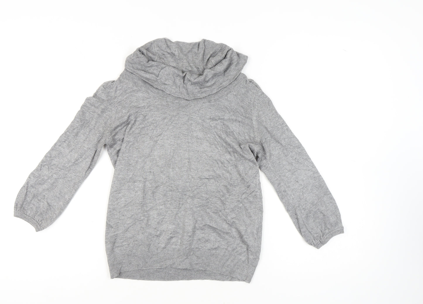 Marks and Spencer Women's Grey Cowl Neck Jumper Size 12