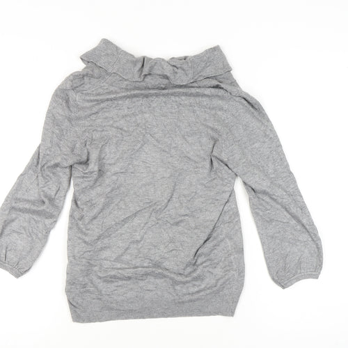 Marks and Spencer Women's Grey Cowl Neck Jumper Size 12