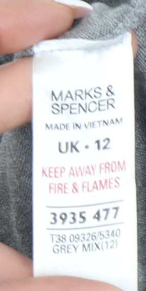 Marks and Spencer Women's Grey Cowl Neck Jumper Size 12