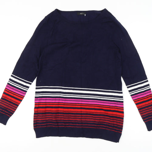 M&Co Women's Striped Cardigan, Multicoloured, Size 10