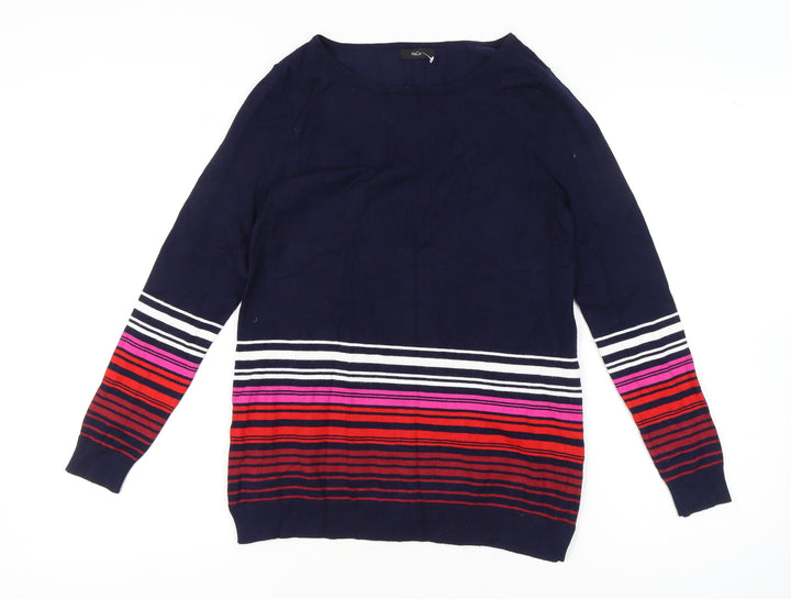 M&Co Women's Striped Cardigan, Multicoloured, Size 10