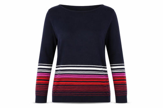 Front view of M&Co Women's Striped Cardigan, Multicoloured, size 10
