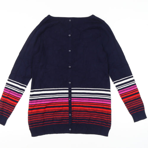 M&Co Women's Striped Cardigan, Multicoloured, Size 10