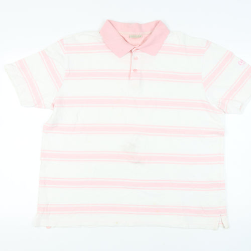 Cotton Traders Men's Pink Striped Polo, XL, Casual Wear