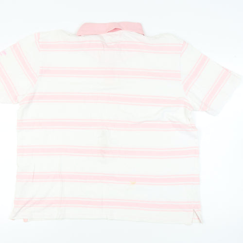 Cotton Traders Men's Pink Striped Polo, XL, Casual Wear